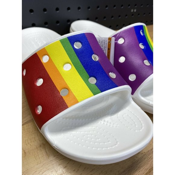 Crocs Rainbow Pride Slides Classic Stripe Iconic Comfort Men\'s Size 10 main image 12
